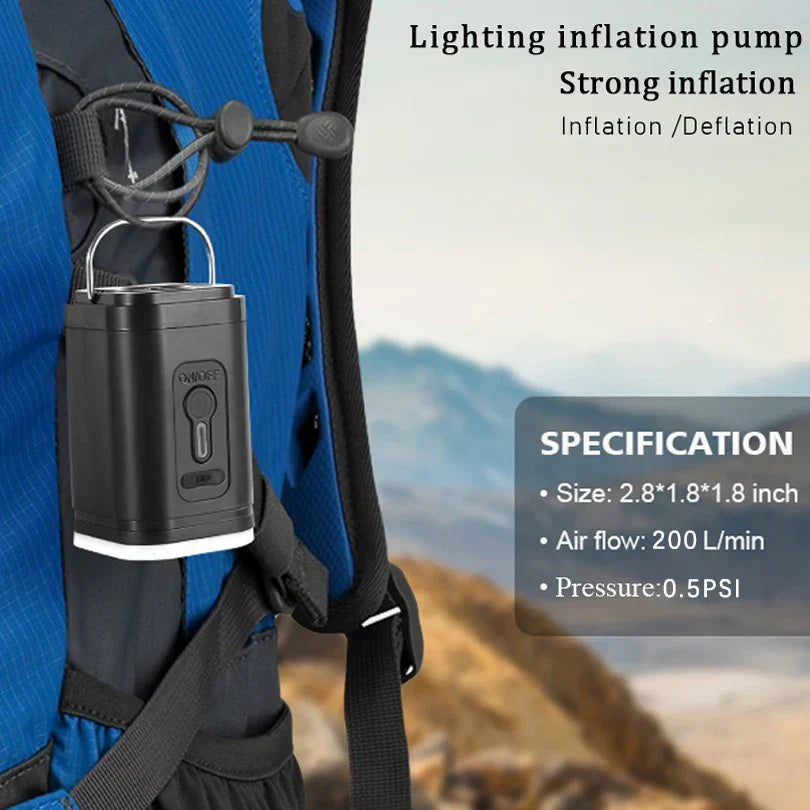 Carvallo Mini Luftpump | Ultra Kompakt & USB-C Uppladdningsbar | 5 Munstycken | 200L/min Effekt Carvallo