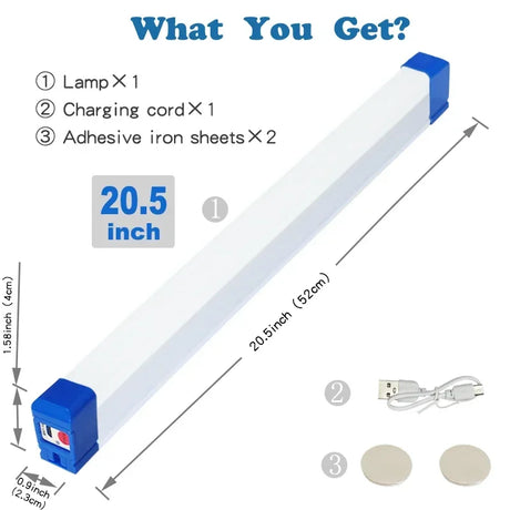 Carvallo LED Rör | Uppladdningsbar campinglampa med magnet & krok | 32/52 cm | Bärbar nödbelysning för utomhus & fordon Carvallo