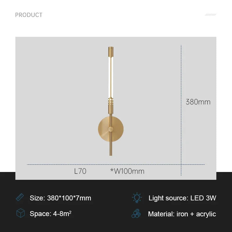 ModernLux - LED Vägglampa Lyx Inomhusbelysning Sconces för Vardagsrum och Sovrum Carvallo