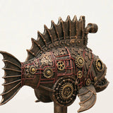 Steampunk Gearfish Sculpture – Invecklad metallkonst med industriell charm MILA Sverige