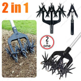 Carvallo DuoTill 2-i-1 Markventilator & Trädgårdskultivator | Handvertikaler för Gräs & Rabatter | Lätt & Flexibel | 26,5 x 23,5 x 13,5 cm Carvallo