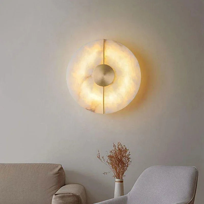 Modern Marmor Vägglampa Sconce med LED – Elegant Guldkoppar Finish för Vardagsrum och Sovrum Carvallo