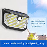 Carvallo T22 | Solar Vägglampa med Rörelsesensor | 178 LEDs | IP65 Vattentät Carvallo