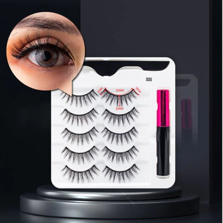 Set med magnetiska falska ögonfransar och eyeliner-Beauty-Hemnix-5 par-S05A-Hemnix