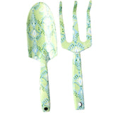 Carvallo GardenSet Trädgårdsverktygssats i rostfritt stål | 2-delad: Handskovel & Blomgaflar | 26–29,5 cm | Blommönster i 6 färger Carvallo