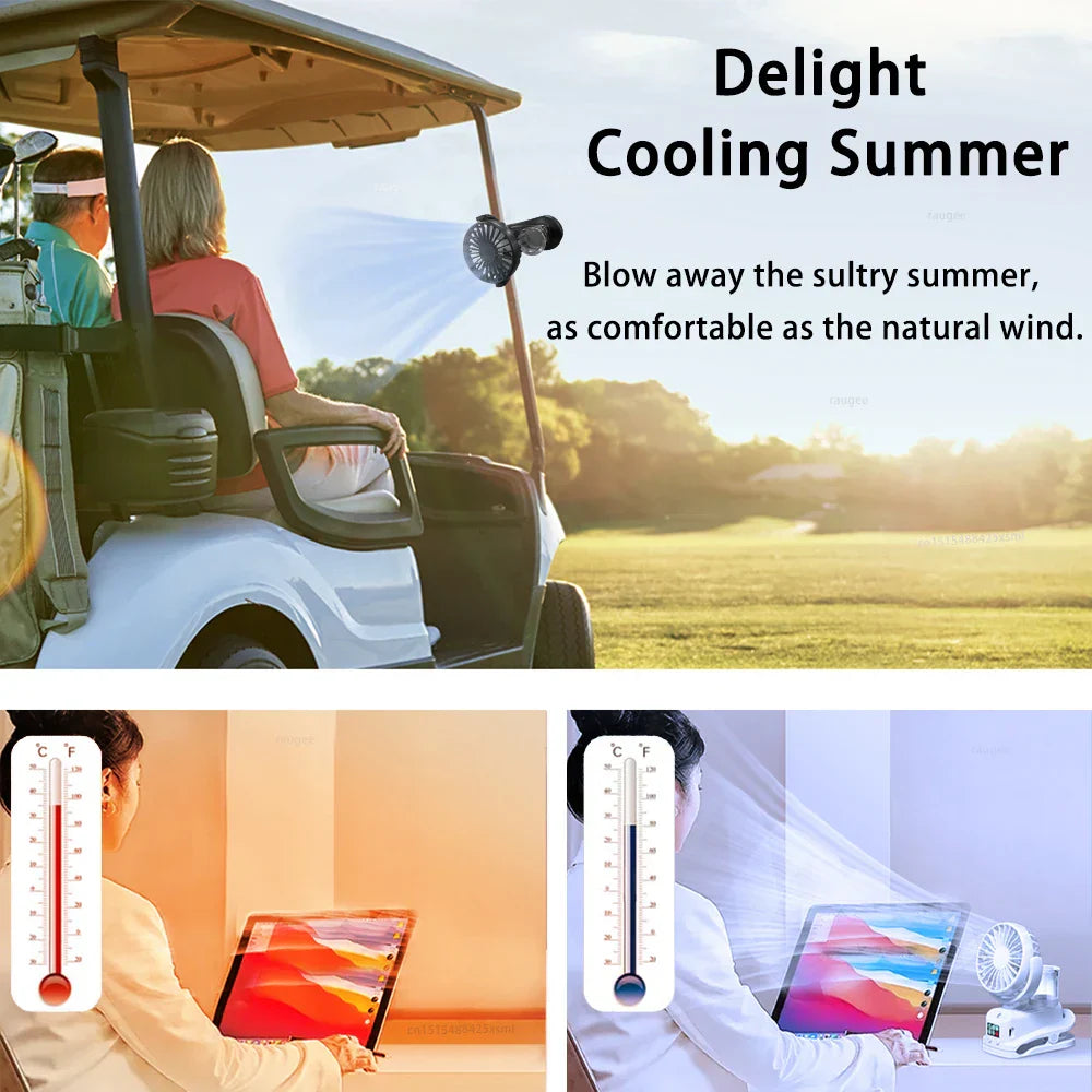 Carvallo Bärbar Sprayfläkt med klipp | 4 hastigheter & 360° roterbar | Mini USB-fläkt med dimma för kontor, bil & camping Carvallo