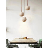 Hänglampa av travertin – Minimalistisk rund LED-hänglampa i Wabi-Sabi-stil Carvallo