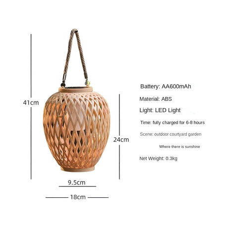 Rattan Light - Kreativ Rattan Solträdgårdsdekoration Lampa Carvallo