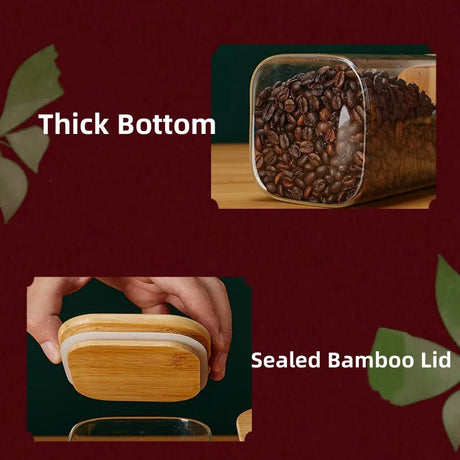 Carvallo ClaryCasa PureStore | Fyrkantig glas med bambulock | 800–2500 ml | Lufttät köksbehållare för livsmedel & organisation Carvallo