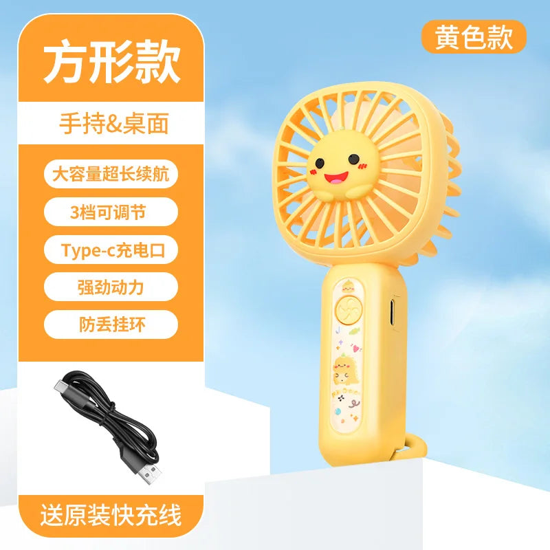 Carvallo-Handventilator BreeziPop | USB-laddning | Tyst & Bärbar | Söt tecknad design Carvallo