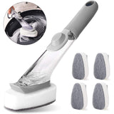 Carvallo 2-i-1 Diskborste med tvålpump & utbytbara huvuden | Långt handtag & skrapa | För kastruller, stekpannor & tallrikar Carvallo