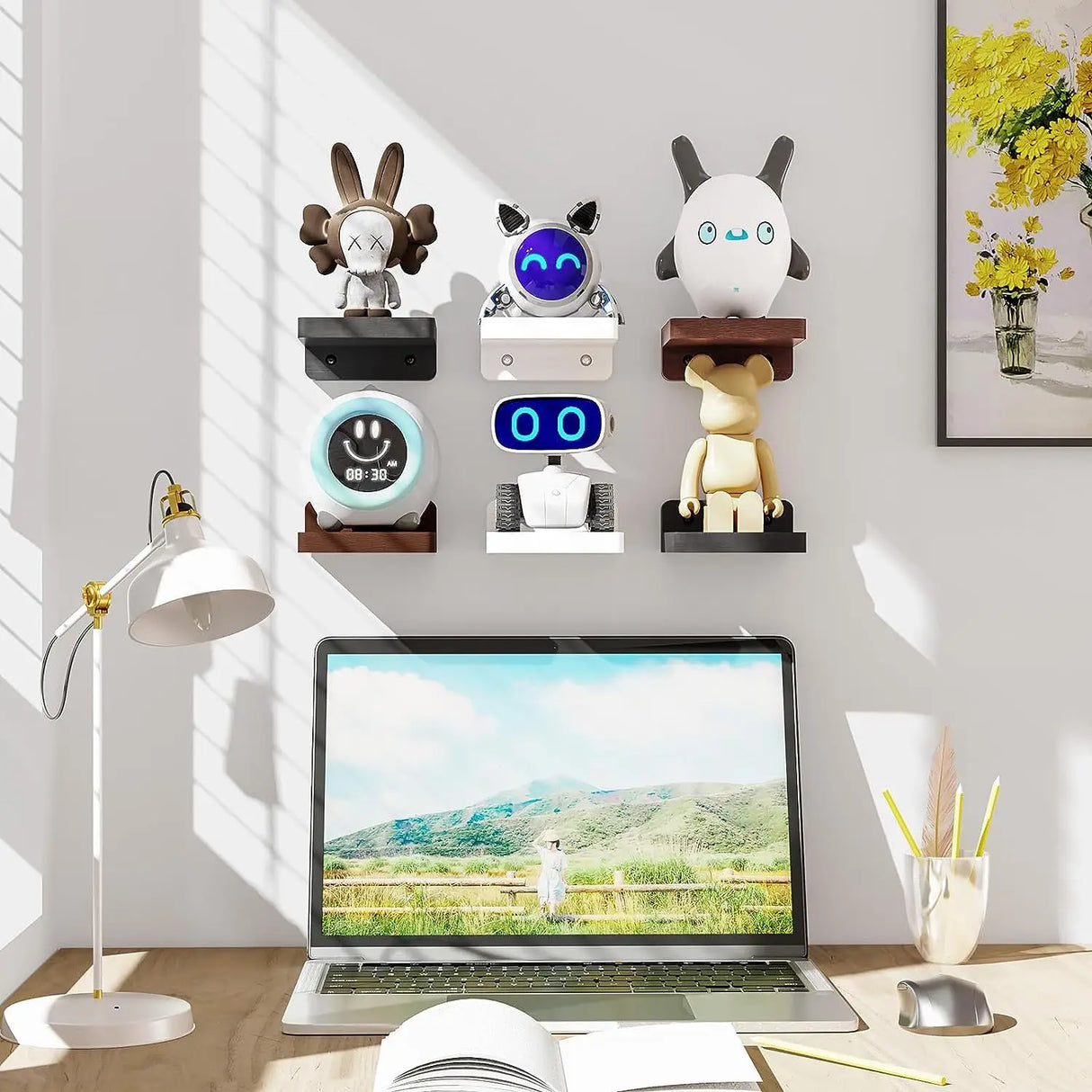 Trä Flytande Vägg Hyllor Set av 4 Carvallo