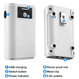 Carvallo SmartOxy Uppladdningsbar Syrepump för Akvarium & Utomhus | Tyst Luftpump med Batteri & USB | Automatisk AC/DC-omkoppling & LED-display Carvallo