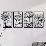 Blomster Elegans Väggdekoration – Fyrdelad Blomkonst Carvallo