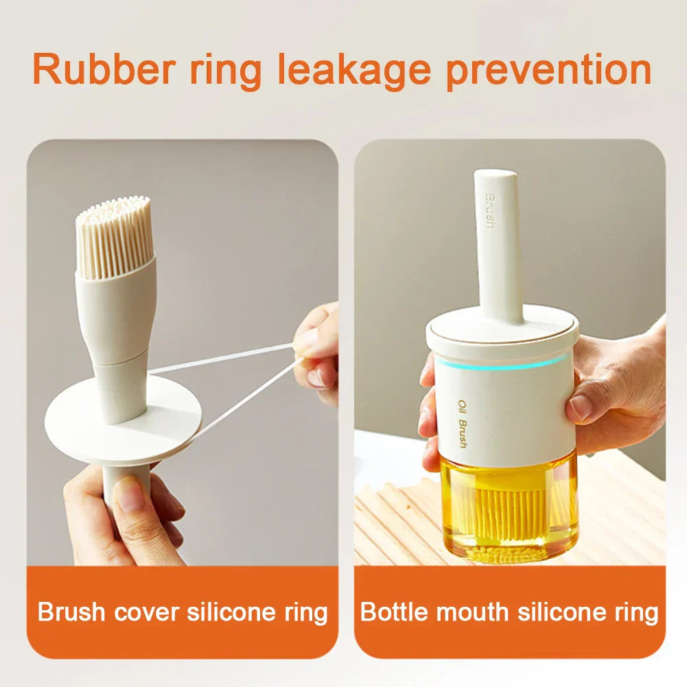 Carvallo Ölspender med silikonpensel | Värmebeständig & dammskyddad | 2-i-1 flaska för olja, såser & marinader | 300 ml Carvallo