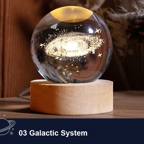 Carvallo Galaxy Nattljus | LED Kristallkula med Vintergatan Design | Varmvitt Ljus | Kreativ Gåva för Barn & Vuxna Carvallo