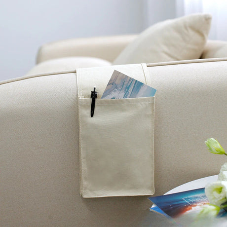 Carvallo Sängorganisator av bomullslinne | Hängande förvaring med fickor | För fjärrkontroll, böcker och tillbehör – ca. 30×20×10 cm Carvallo