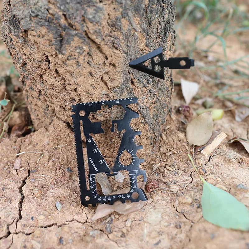 Carvallo Pro 18-i-1 Multifunktions Survival-Tool | Kompakt Utomhuskort med Kniv | 8,5 × 5,2 cm | Rostfritt Stål Carvallo