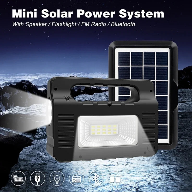 Carvallo-Multifunktionsgerät Solariq Pro | Ljus, Powerbank, Radio & Bluetooth-Högtalare | Inkl. 3 LED-lampor & Solarpanel-anslutning Carvallo