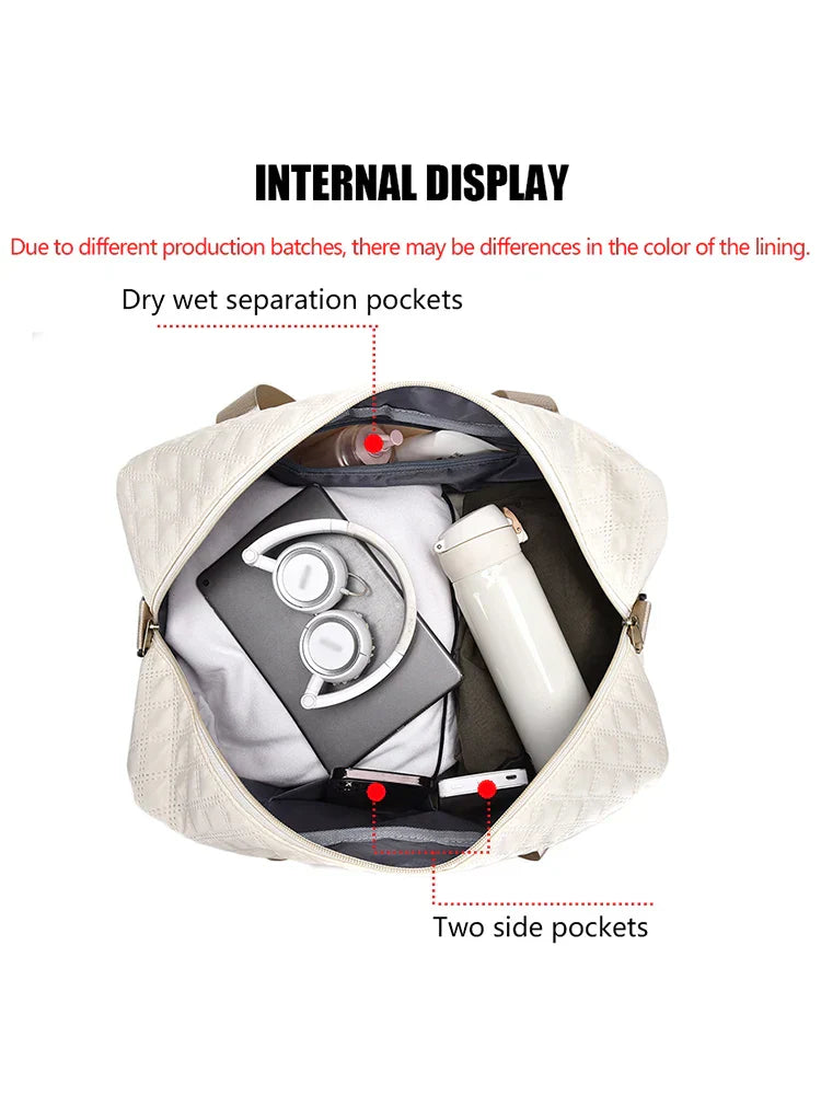 Carvallo TravelFlex Lätt resväska med diamantmönster | Stor sport- & weekendväska med skofack & vått fack | Godkänd för handbagage & vikbar Carvallo