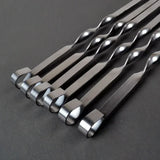 Carvallo Grillspett 55 cm | Set om 6 | Rostfritt stål med bokträhandtag | Extra lång & värmetålig Carvallo