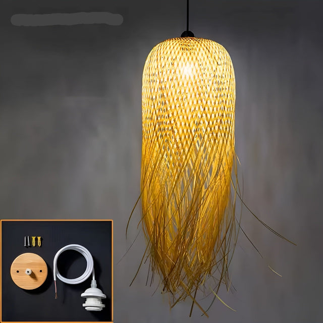 Handvävd bambus hänglampa – Belysning för tehus, restaurang och hotell Carvallo