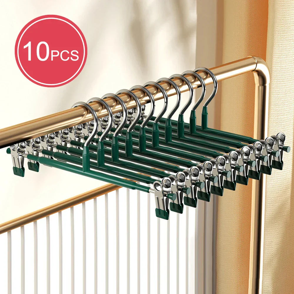 Carvallo rostfria stångklädhängare med klämmor | Justerbar & halkfri | För kjolar, byxor & underkläder | Platsbesparande & sömlös Carvallo