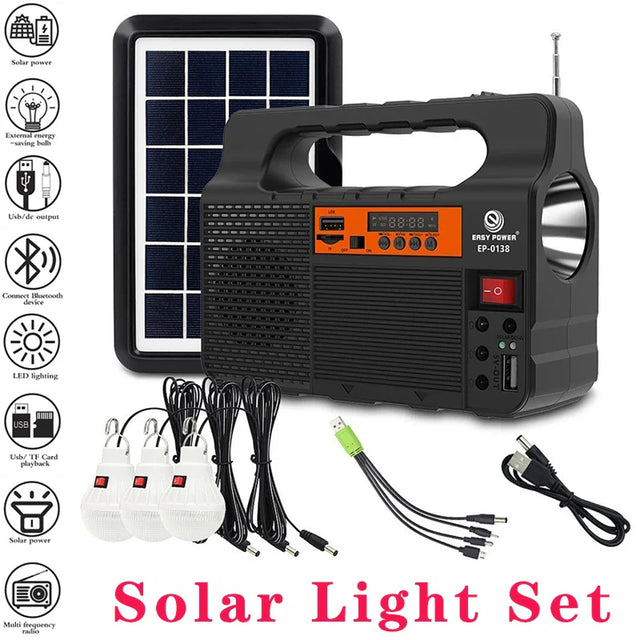 Carvallo-Multifunktionsgerät Solariq Pro | Ljus, Powerbank, Radio & Bluetooth-Högtalare | Inkl. 3 LED-lampor & Solarpanel-anslutning Carvallo