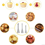 Carvallo Pro Rostfritt Stål Spritstyllar Set 3-delar | Lång tyll för Profiteroles & Fyllkräm | Bakningstillbehör för Tårtor, Cupcakes & Patisserie Carvallo