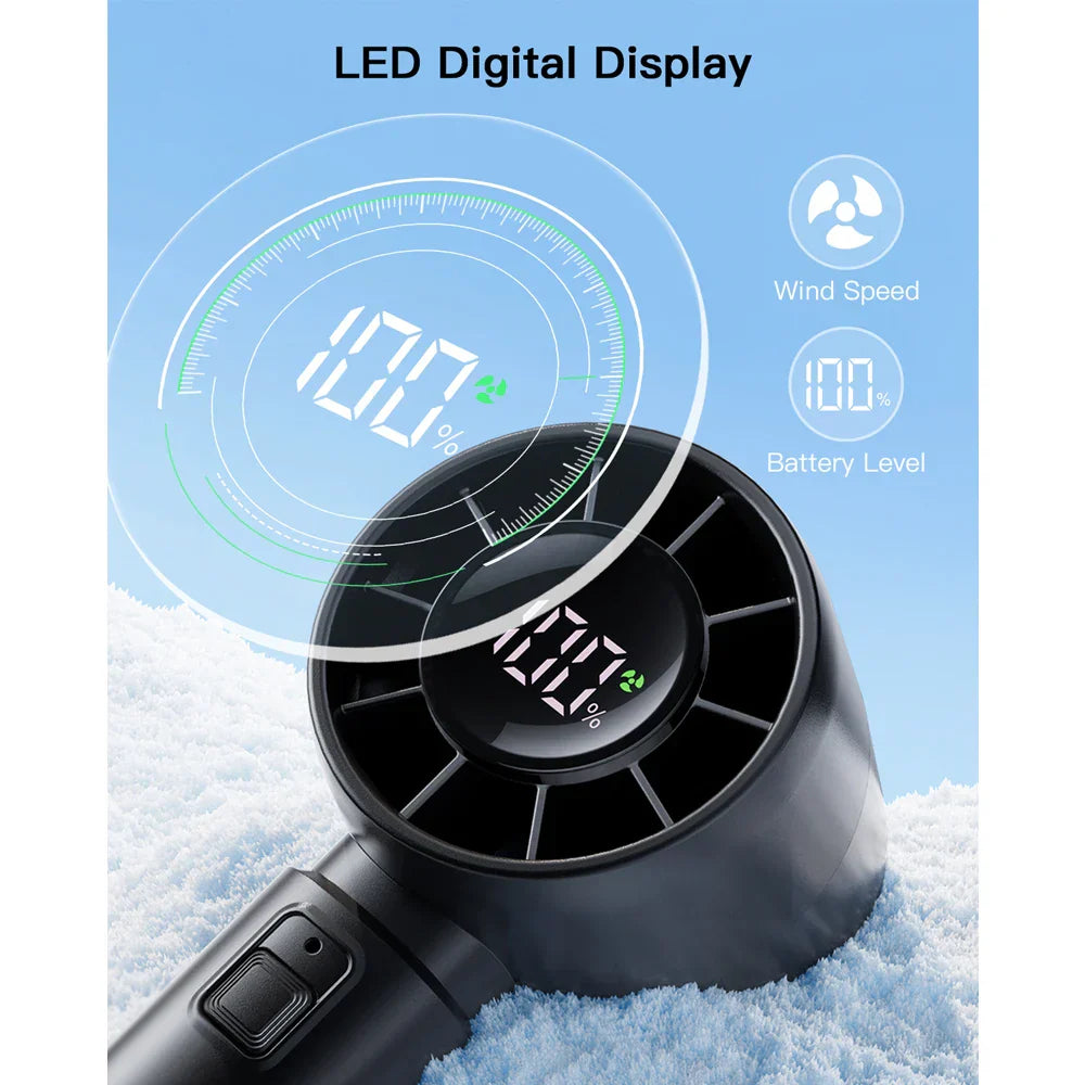 Carvallo Mini Handventilator mit LED-Anzeige | 5-Stufen Turbo-Luftkylare | 4000mAh batteri | resefläkt för strand & semester Carvallo