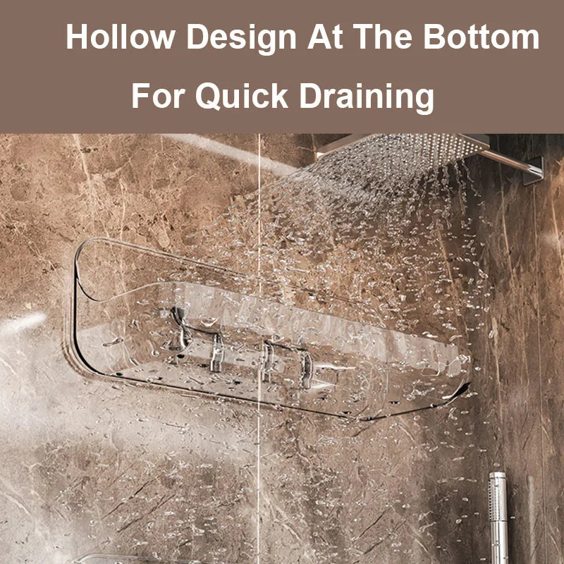 Carvallo WallClear Väggregal Transparent | Acryl Regal Utan Borrning | För Bad & Kök | Stark Fäste & Avtagbar Carvallo