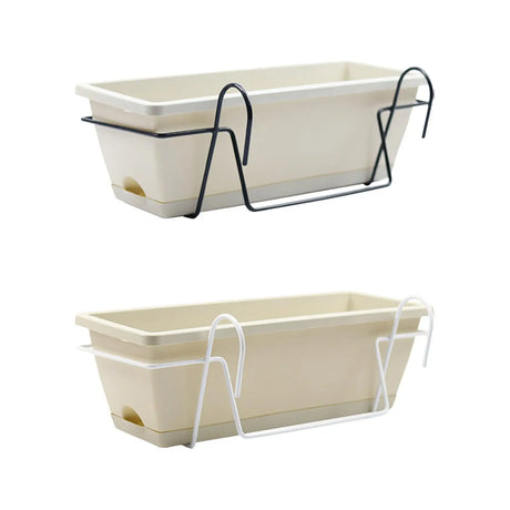 Carvallo Flex Balkongplanter | Med krokar och droppskål | 8 L plastblomlåda för räcken och fönster | Utomhus och inomhus Carvallo