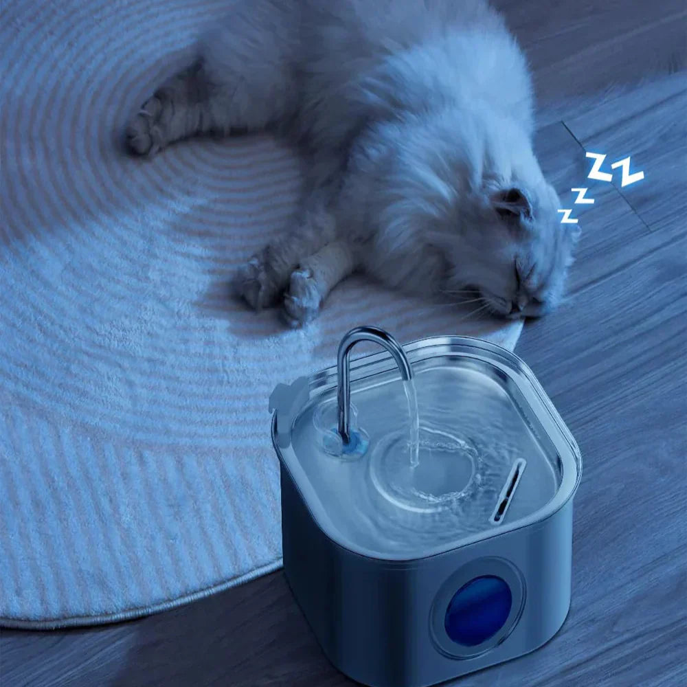 Carvallo Kattens Drickfontän i rostfritt stål | Strömmande vatten för bättre hydrering | Tyst & Hygienisk | 2,5 L kapacitet Carvallo