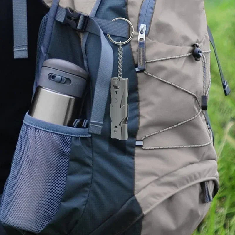 Carvallo Nödsignalpipa | 120 dB Dubbelrör | Ultralätt & Väderbeständig | Aluminiumlegering Silver/Grå Carvallo