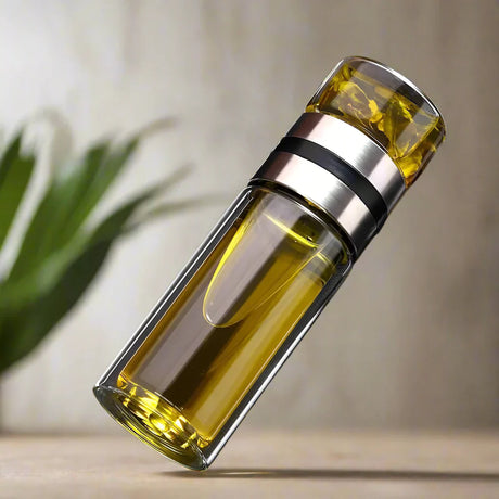Royelux Glass Tea Infuser Bottle – 450ml Dubbelväggad Tumbler för Löst Te & K herbalte Carvallo