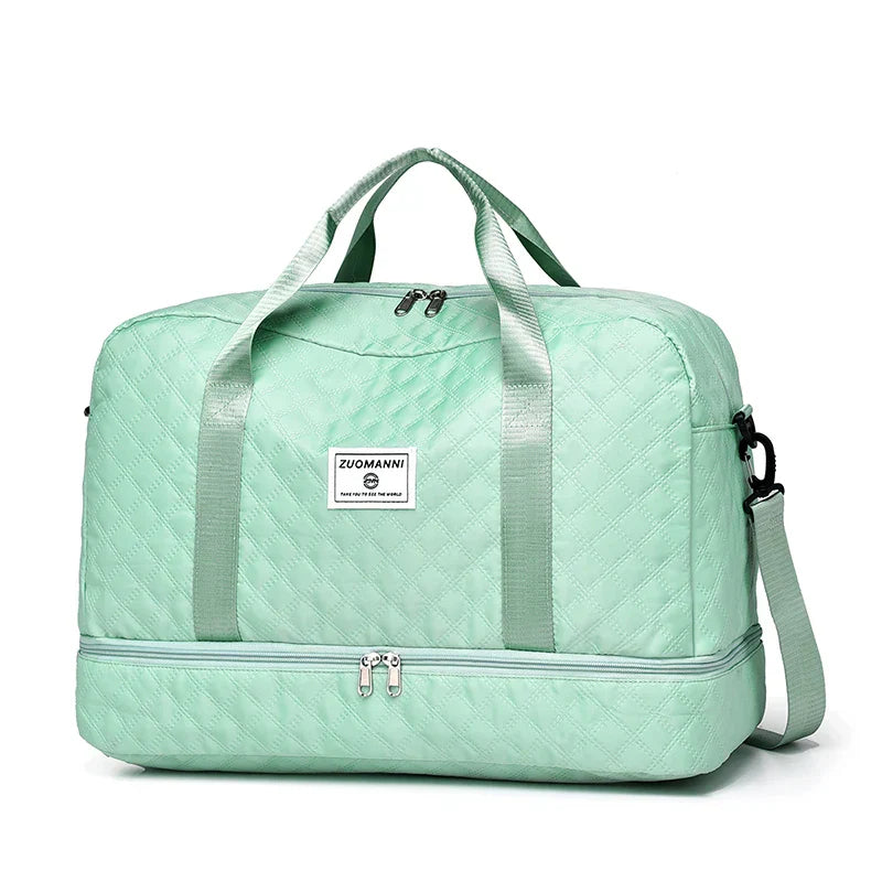 Carvallo TravelFlex Lätt resväska med diamantmönster | Stor sport- & weekendväska med skofack & vått fack | Godkänd för handbagage & vikbar Carvallo