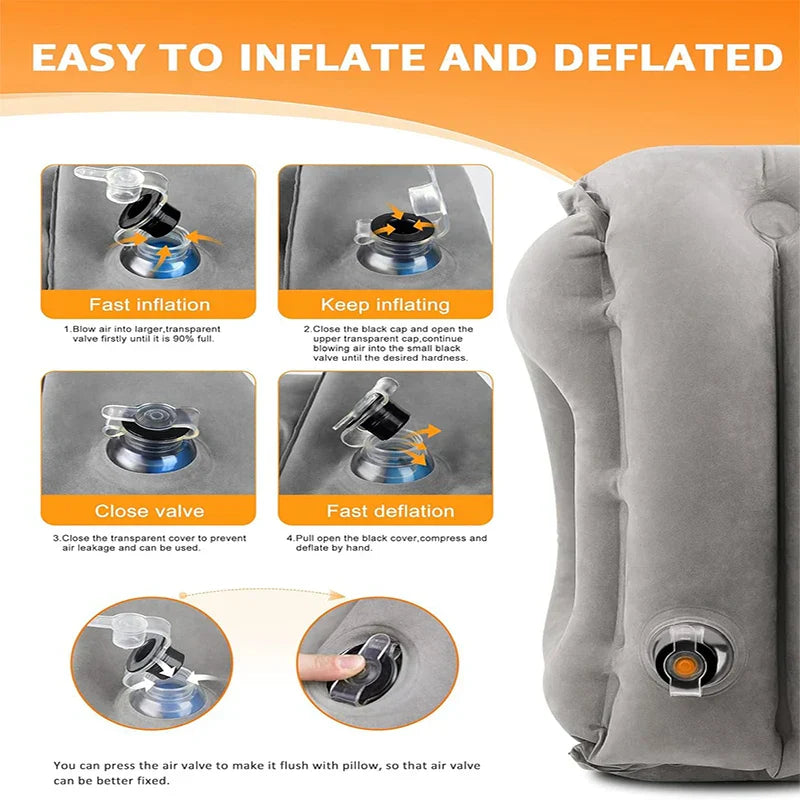 Carvallo Resekudde uppblåsbar | 45° Ergonomisk nackkudde | För flygplan, kontor & resor Carvallo