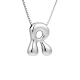 Royelux A-Z Ballong Bubbel Bokstav Hänge Halsband – Silver Chunky Initial Smycken Carvallo