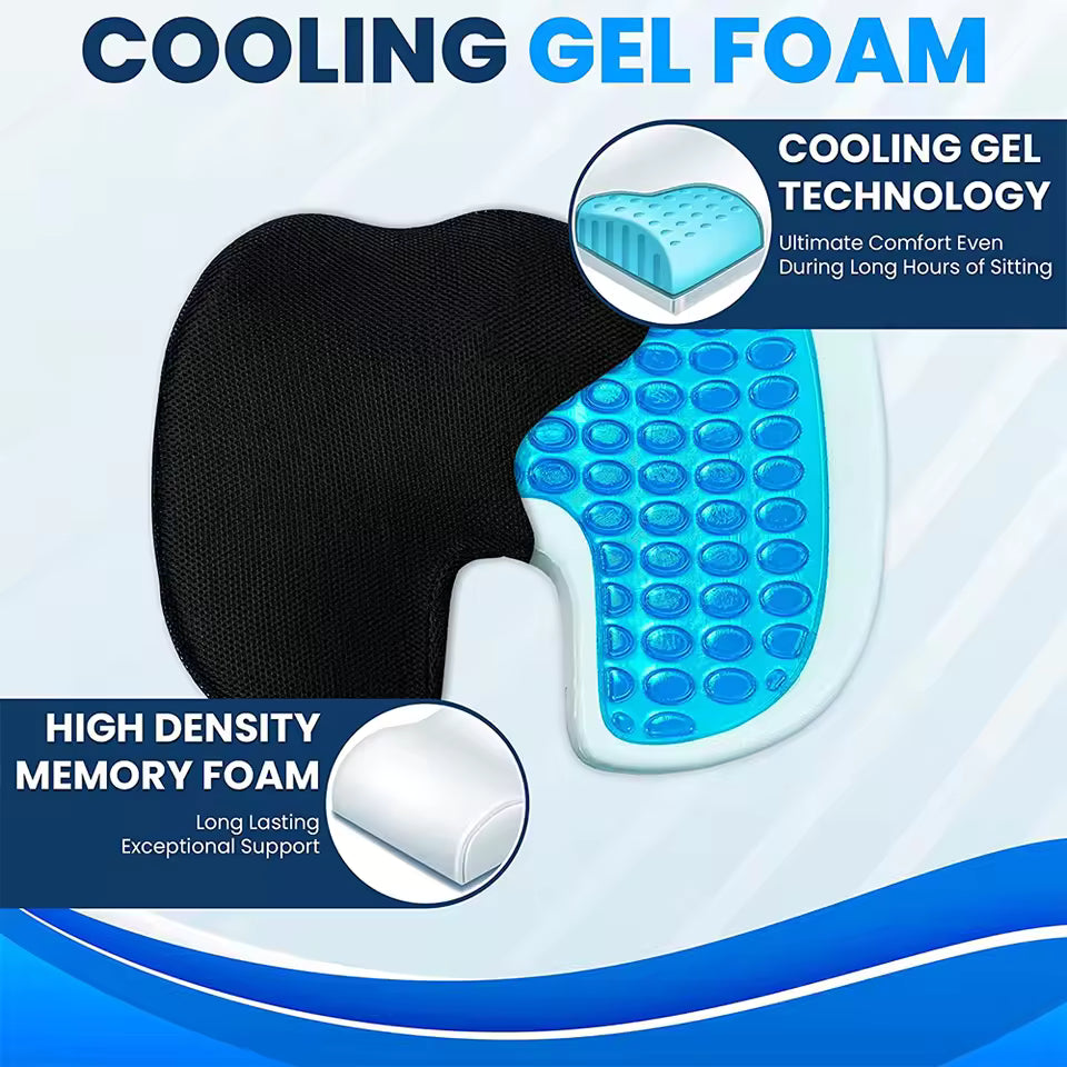 Royallure Gel Memory Foam Sittkudde för Ischiaslindring – Ergonomisk, Halkfri, Bärbar Design för Ultimat Komfort Carvallo