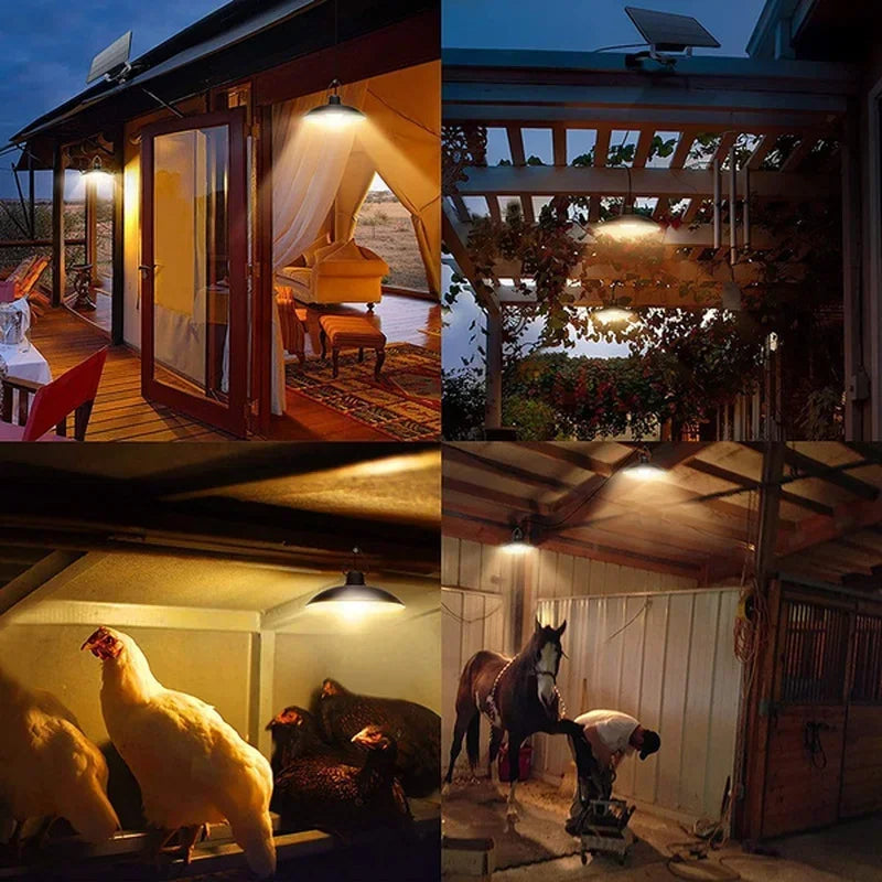 Royelux Solar Pendant Light – Dual-Head LED Kromring med fjärrkontroll Carvallo