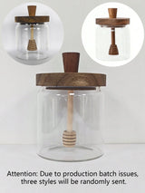 Carvallo Honungsglas med trälock & rörpinne | Lufttät förvaringsbehållare av glas | Transparent honungsbehållare för kök & frukostbord Carvallo