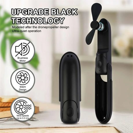 Carvallo 3i1 Mini Fläkt | Handfläkt med Powerbank & Ficklampa | Fällbar, Tyst & Barnsäker – USB uppladdningsbar Carvallo