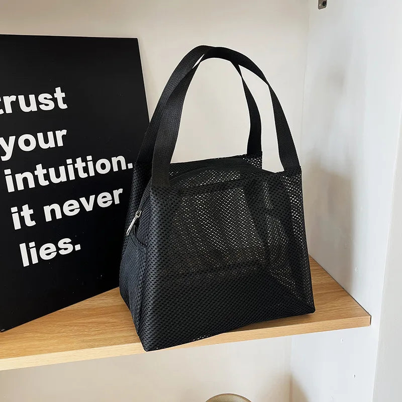 Carvallo FlexBag Mesh-väska med handtag | Stort volym & Mångsidig | För resa, strand & kosmetik Carvallo