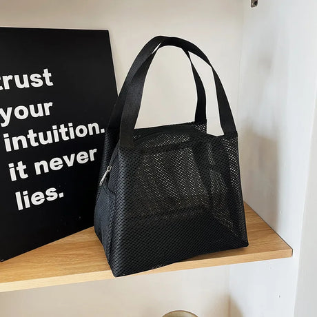 Carvallo FlexBag Mesh-väska med handtag | Stort volym & Mångsidig | För resa, strand & kosmetik Carvallo