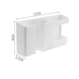 Carvallo Väggfäste utan borrning | Multifunktionell fjärrkontroll- & mobilhållare med krok – 17×9×3,8 cm Carvallo