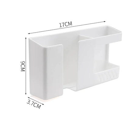 Carvallo Väggfäste utan borrning | Multifunktionell fjärrkontroll- & mobilhållare med krok – 17×9×3,8 cm Carvallo