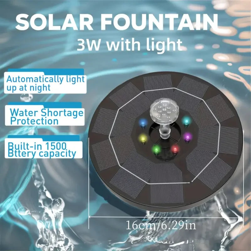 Carvallo LumiFonte 3.5W | Med RGB-LED & 6 munstycken | 1500 mAh batteri & filtersystem | För fågelbad, damm & trädgård Carvallo