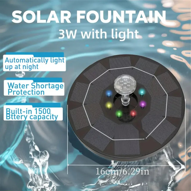 Carvallo LumiFonte 3.5W | Med RGB-LED & 6 munstycken | 1500 mAh batteri & filtersystem | För fågelbad, damm & trädgård Carvallo