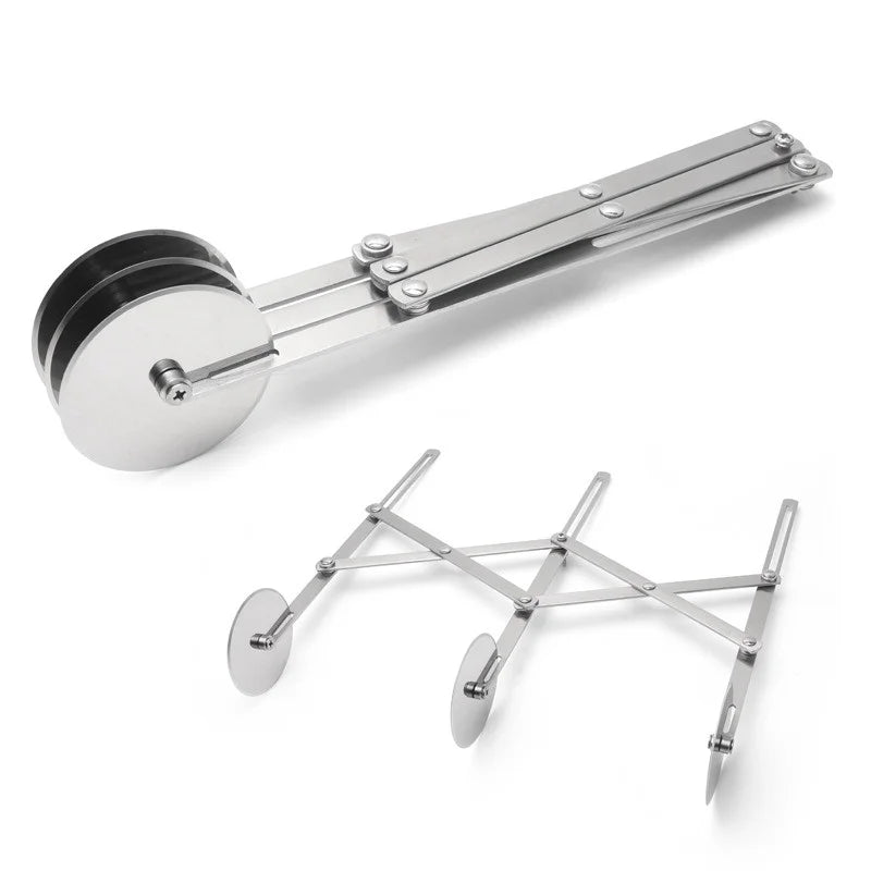 SlicePro™ Rostfritt stål degskärare | Fällbar & Justerbar | 3–7 Hjul | Perfekt portionering för pizza, bakverk & pasta Carvallo