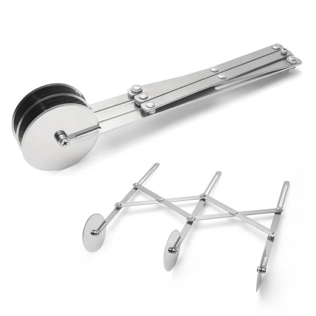 SlicePro™ Rostfritt stål degskärare | Fällbar & Justerbar | 3–7 Hjul | Perfekt portionering för pizza, bakverk & pasta Carvallo